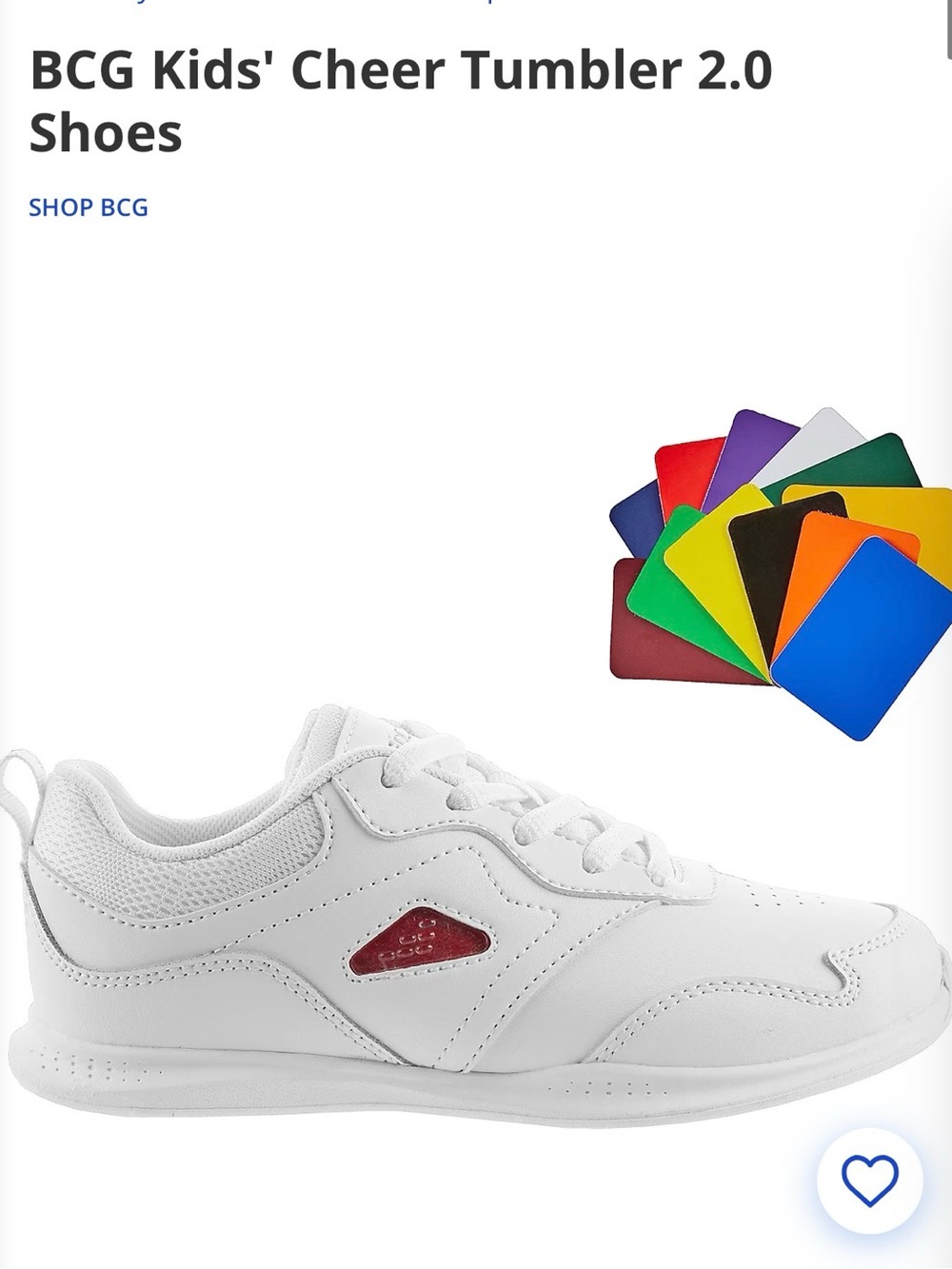 BCG Youth Cheer Tumbler 2.0 Kids Shoes - White/Green (Size 3)
